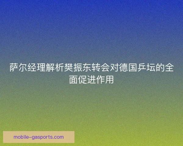萨尔经理解析樊振东转会对德国乒坛的全面促进作用