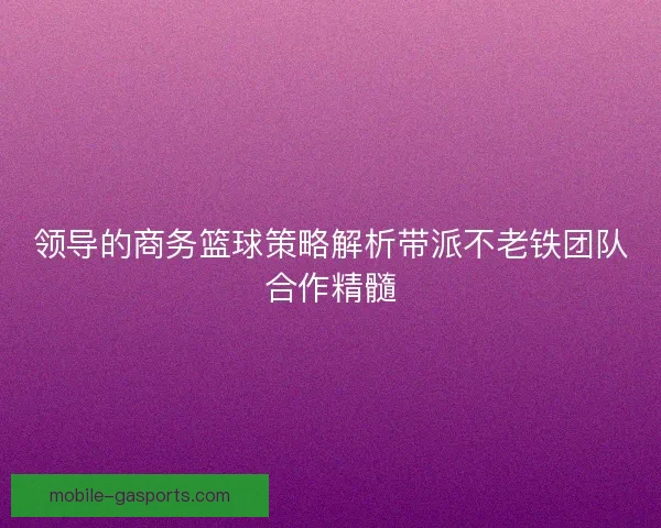 领导的商务篮球策略解析带派不老铁团队合作精髓