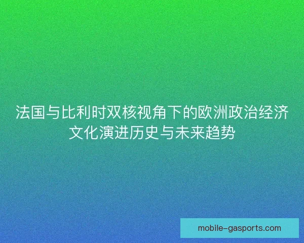 法国与比利时双核视角下的欧洲政治经济文化演进历史与未来趋势